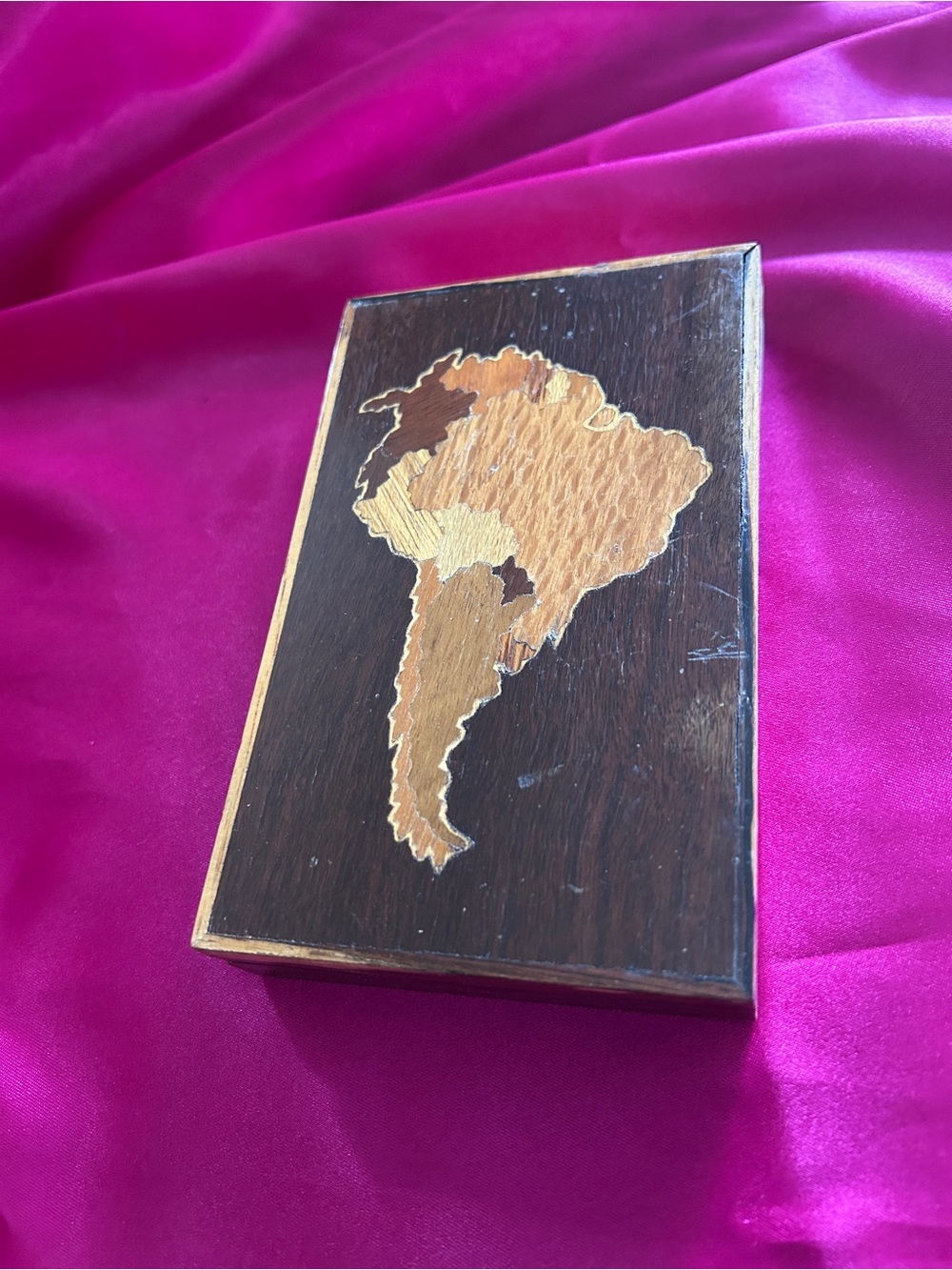 Small Trinket Box. Wooden with South America  Inlaid